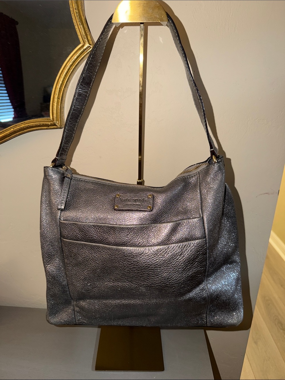 kate spade Metallic Black Shoulder Hobo Bag